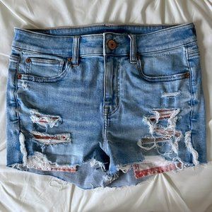American Eagle Patchwork Hi-Rise Jean Shortie Shorts LIKE NEW
